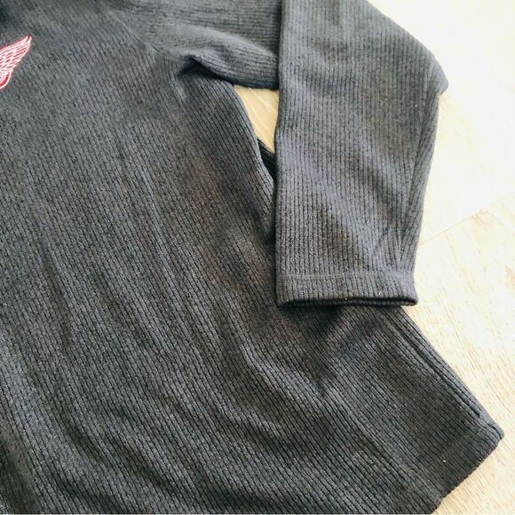 Detroit Red Wings NHL Hockey 1/4 Zip Long Sleeve Gray Thermal Sweater Mens XL - Picture 7 of 10